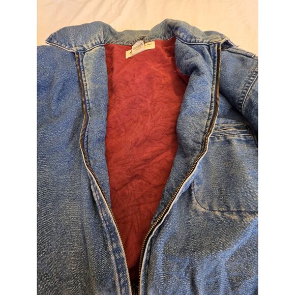 Eddie Bauer Men's Detroit Style Denim Jacket with Red Suede Lining Size Medium - Picture 9 of 9